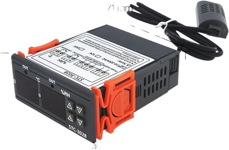 منظم الحرارة والرطوبة STC-3028 بجهد 110V/220V وتيار مستمر 12/24V مع شاشة LED ثنائية العرض الرقمية لضبط درجة الحرارة والرطوبة لحاضنة داخلية (AC110-220V) - Image 5