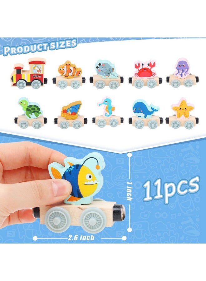 LovesTown LovesTown Magnetic Wooden Sea Animal Train Set, Montessori Ocean Animal Toys for Kids, Educational Preschool Learning Activities, Toddler Birthday Gifts, 11 PCS  - Image 2