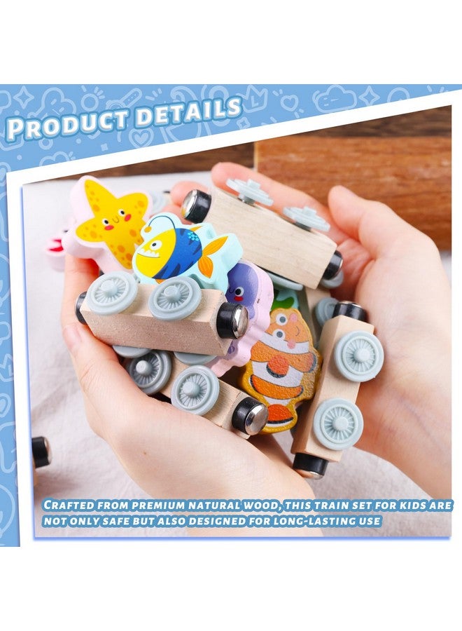 LovesTown LovesTown Magnetic Wooden Sea Animal Train Set, Montessori Ocean Animal Toys for Kids, Educational Preschool Learning Activities, Toddler Birthday Gifts, 11 PCS  - Image 5