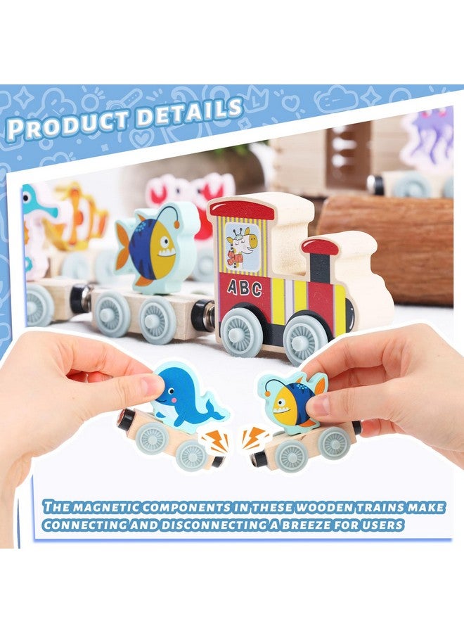 LovesTown LovesTown Magnetic Wooden Sea Animal Train Set, Montessori Ocean Animal Toys for Kids, Educational Preschool Learning Activities, Toddler Birthday Gifts, 11 PCS  - Image 3