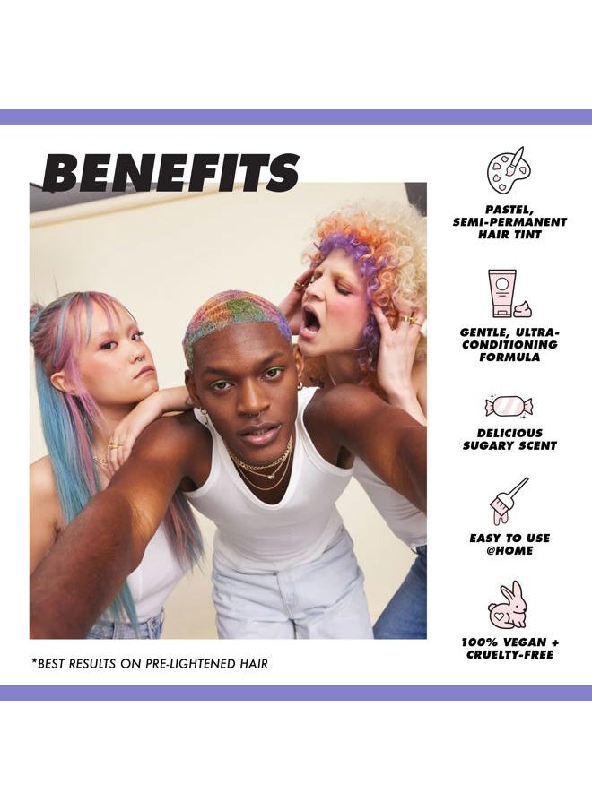 Lime Crime Pastel Colored Unicorn Hair Tint, Cloud (Periwinkle Blue) - Damage-Free Semi-Permanent Hair Color Conditions & Moisturizes - Temporary Hair Dye Kit Has Sugary Citrus Vanilla Scent - Vegan  - Image 4