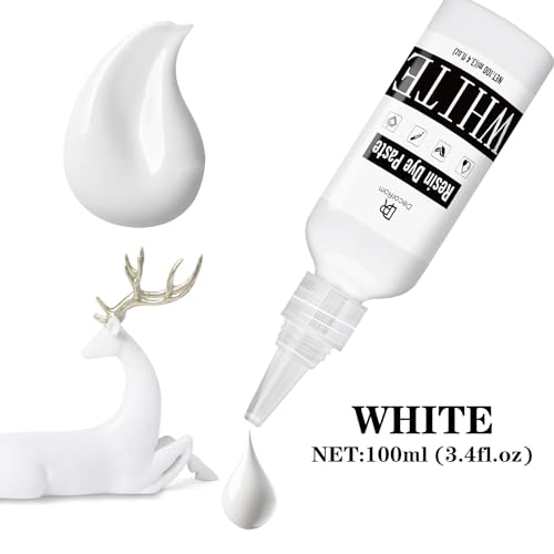 DecorRom White Epoxy Resin Pigment Paste - 3.4 fl.oz/100ml High Concentrated Colorant for Resin Art, Ocean Waves, Cells Effects - Opaque White Resin Dye for Painting, Coasters, River Tables & DIY Crafts - Image 2