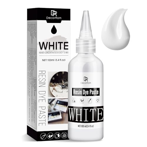 DecorRom White Epoxy Resin Pigment Paste - 3.4 fl.oz/100ml High Concentrated Colorant for Resin Art, Ocean Waves, Cells Effects - Opaque White Resin Dye for Painting, Coasters, River Tables & DIY Crafts - Image 1
