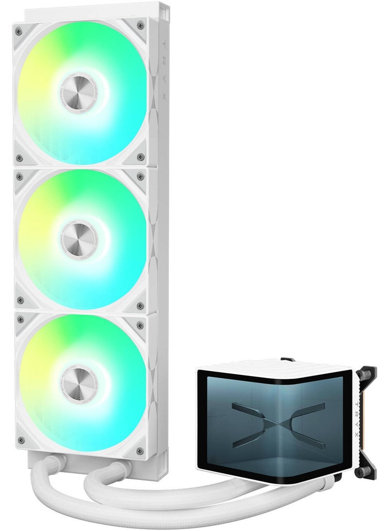 TRYX PANORAMA ARGB 360 Liquid CPU Cooler, 6.5" AMOLED L-Shaped Display, ROTA SL aRGB Fans, 1850 RPM Fan Speed, 65.64 CFM Airflow, ASETEK 8th Generation V2 Water Pump, White | L-P360A-AS3M-G1W - Image 2