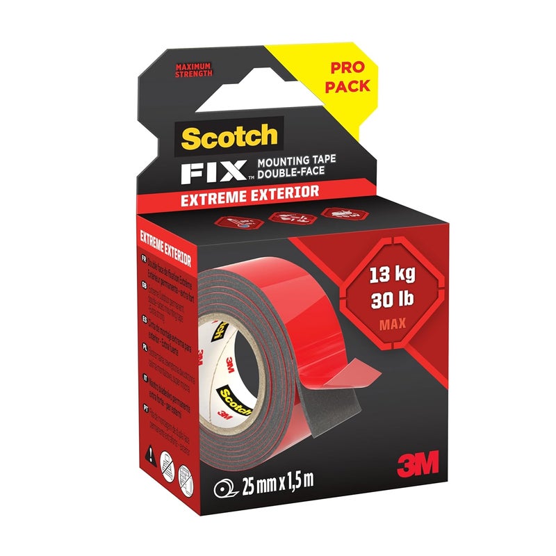 Scotch FIX Extreme Exterior Mounting Tape - 25mm x 1.5m, Heavy Duty, Weather Resistant - Image 3