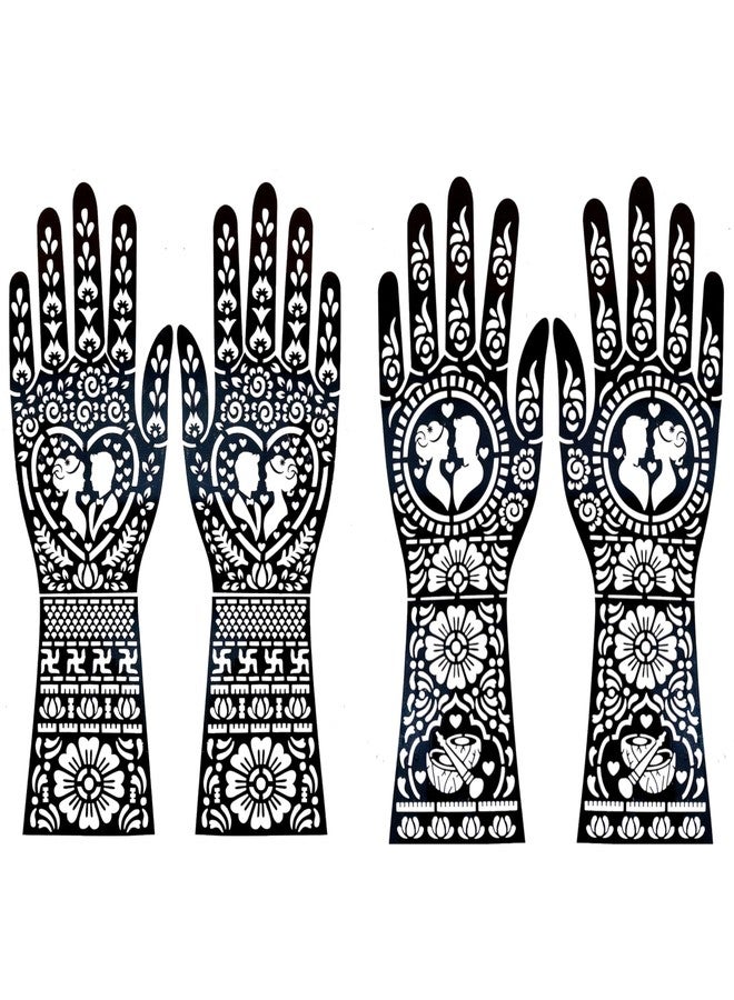 JMC Mehndi Henna Stencil Set - 4 Pcs Floral & Mandala Body Art Templates for Bridal, Festival & Temporary Tattoos Ras52 - Image 1