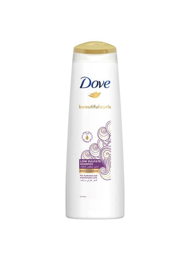 Dove Dove Beautiful Curls shampoo, low sulfate, infused with aloe vera & jojoba oil, gently removes product build-up to restore shine and mositure for a clean hydrated, healthy curls 350ml  - Image 1
