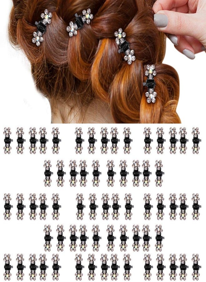 ANBALA Mini Hair Clips - 65pcs No-Slip Grip Jaw Clips with Glitter Teeth & Rhinestone Embellishments - White Flower Hair Accessories for Women & Girls - Image 1