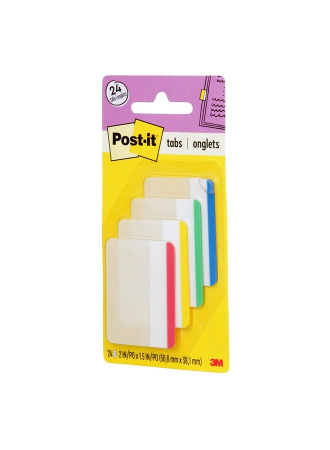 Post-it Tabs 2 In Lined Assorted Primary Colors 6 Tabs/Color 4 Colors 24 Tabs/Pack (686F1) - Image 2