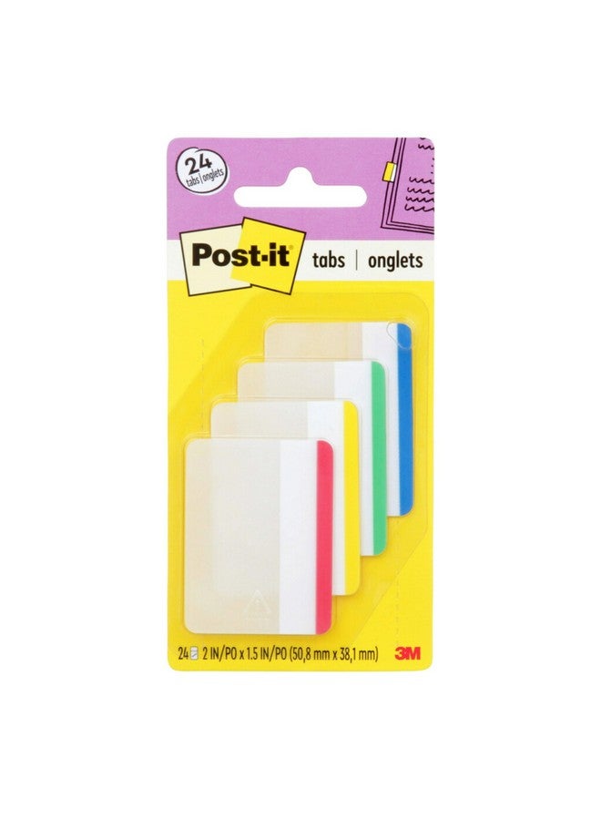 Post-it Tabs 2 In Lined Assorted Primary Colors 6 Tabs/Color 4 Colors 24 Tabs/Pack (686F1) - Image 1