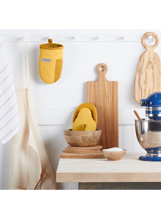 KitchenAid Beacon Two-Tone Non-Slip Mini Oven Mitt Set, Majestic Yellow, 5.5"x8", 2 Piece - Image 1
