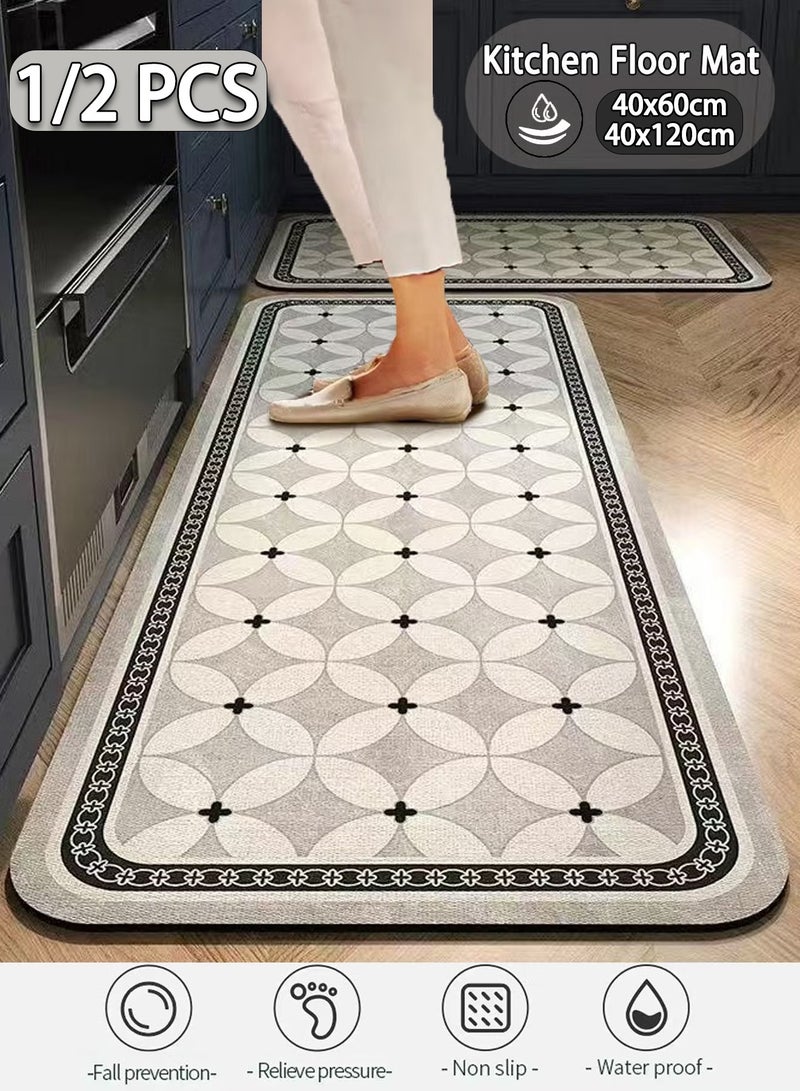 Kitchen Mat, Non-Slip Waterproof Floor Rug, Anti-Fatigue Absorbent Mat for Kitchen, Laundry Room & Sink, Easy-to-Clean Durable Formaldehyde-Free Carpet for Home, Seniors & Kids - Image 1