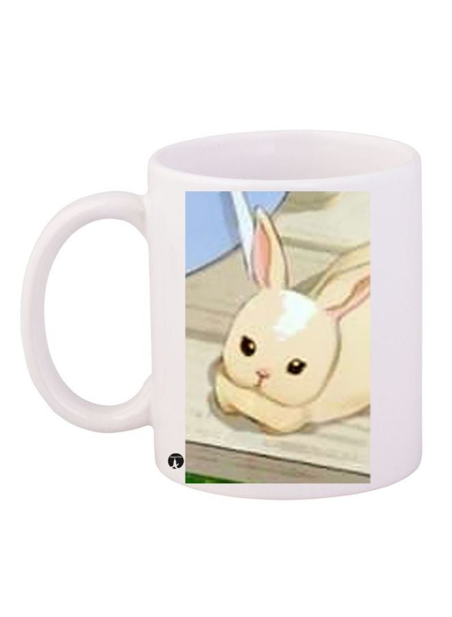 RYN Bunny Rabbit Printed Coffee Mug White/Blue/Beige 11ounce