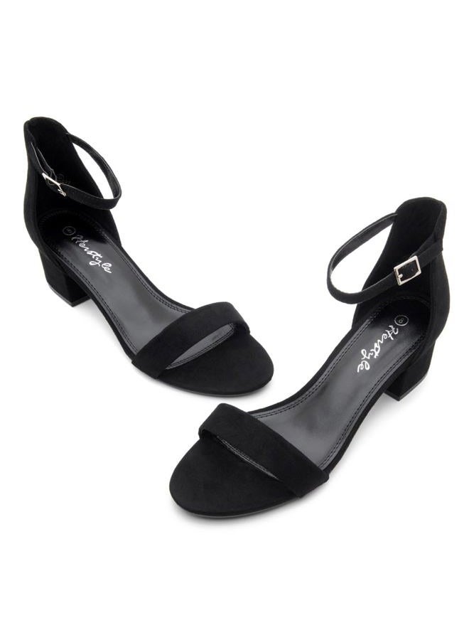 Herstyle Sunday Women's Open Toe Ankle Strap Block Chunky Low Heeled Sandal Comfortable Office Pump Shoes Black 8.5 - Image 2