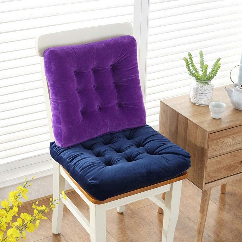 INDIAN DECOR 80613 Set of 2 Seat Cushions Cotton Covered Booster Cushion Thick Seat Pads Extra Firm 10cm 4 Adults ChairArmchairGarden Chair Brown - Image 3