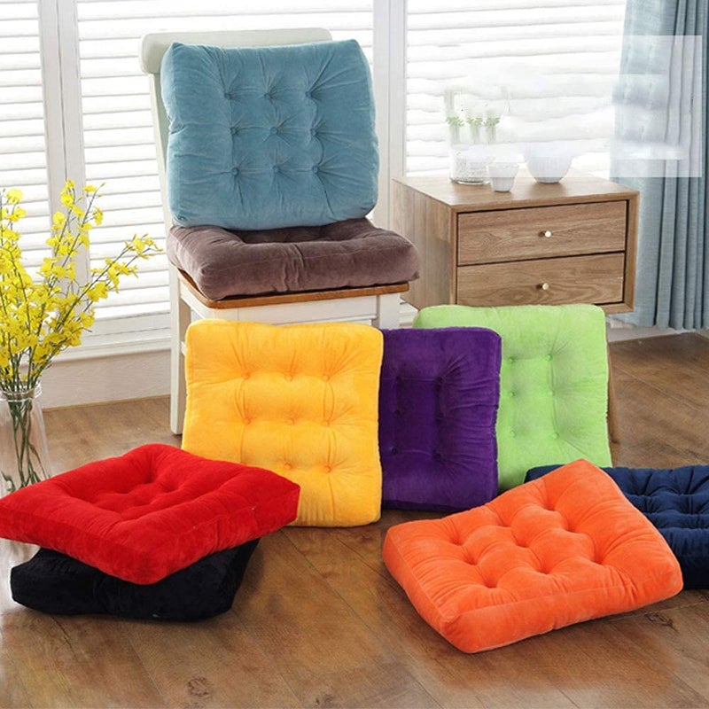 INDIAN DECOR 80613 Set of 2 Seat Cushions Cotton Covered Booster Cushion Thick Seat Pads Extra Firm 10cm 4 Adults ChairArmchairGarden Chair Brown - Image 4