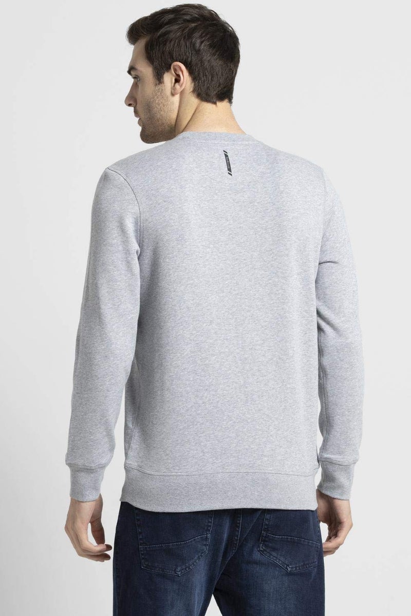 Van Heusen Athleisure Men Sweatshirt - Cotton Rich - Ultra Soft, Crew Neck, Long Sleeve_60076_Grey Melange_XL - Image 3
