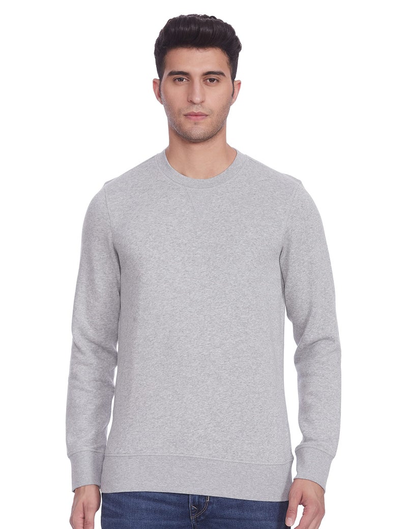 Van Heusen Athleisure Men Sweatshirt - Cotton Rich - Ultra Soft, Crew Neck, Long Sleeve_60076_Grey Melange_XL - Image 1