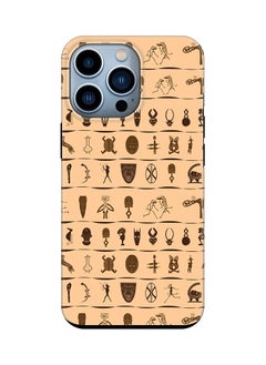 Tough Pro Series Case for Apple iPhone 14 Pro Dual Layer hybrid PC & TPU Customized Mobile Cover Shield with inner TPU protection Matte Finish - Tribal Hieroglyphics
