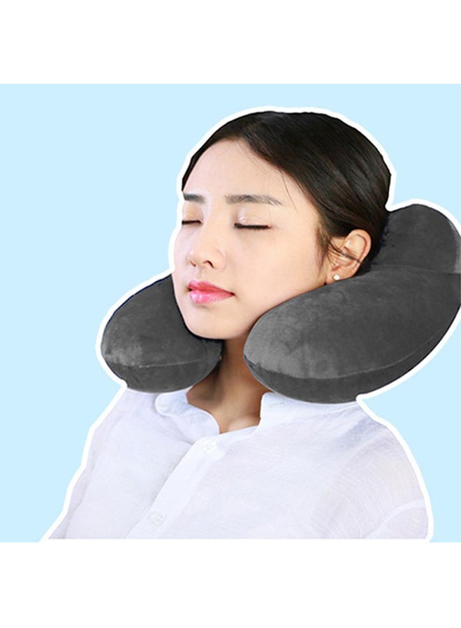 كروني وسادة سفر قابلة للنفخ على شكل حرف U cotton رمادي - Image 2