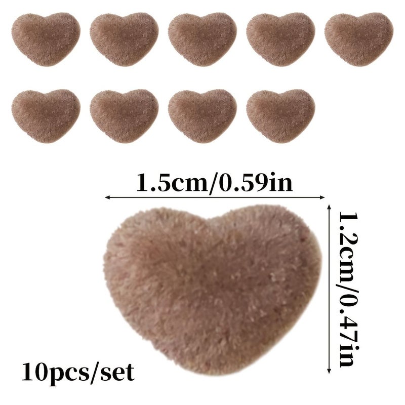 A Set Of 10 Coffee Color Heart Shaped Mini Ornaments For Car Interior Home Desk Decoration - Image 2