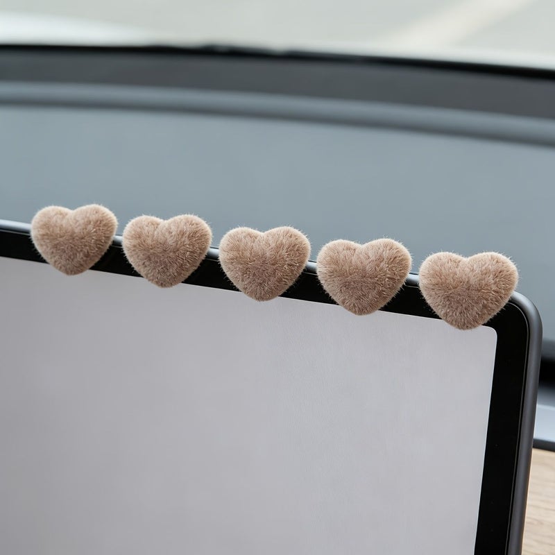 A Set Of 10 Coffee Color Heart Shaped Mini Ornaments For Car Interior Home Desk Decoration - Image 3