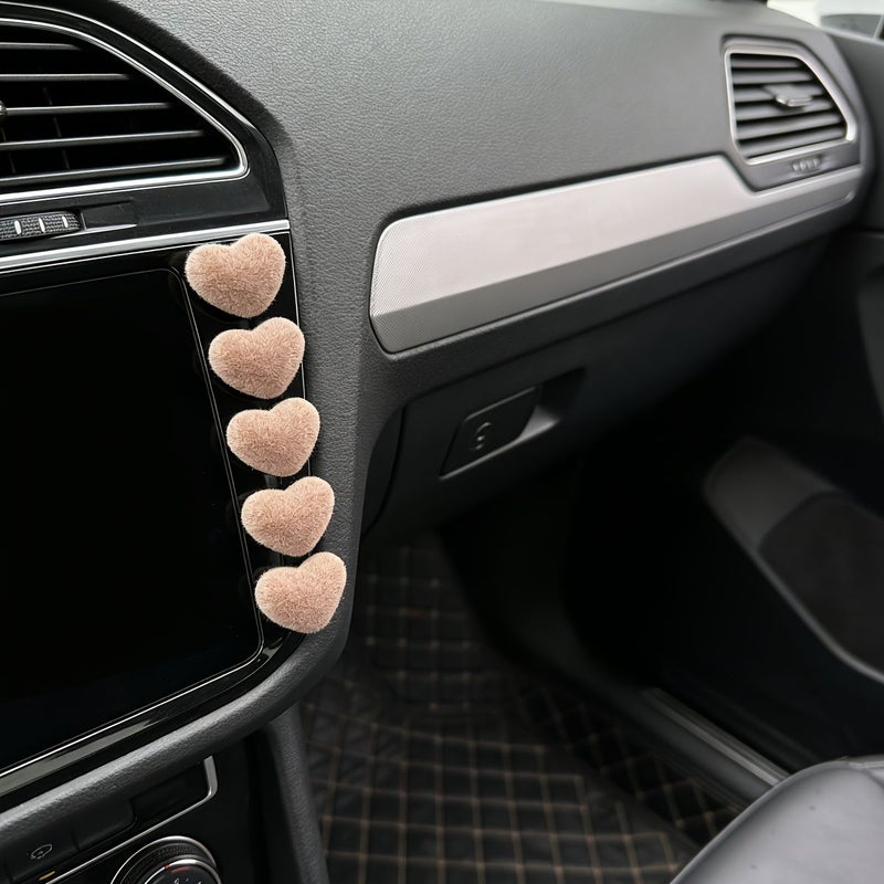 A Set Of 10 Coffee Color Heart Shaped Mini Ornaments For Car Interior Home Desk Decoration - Image 1