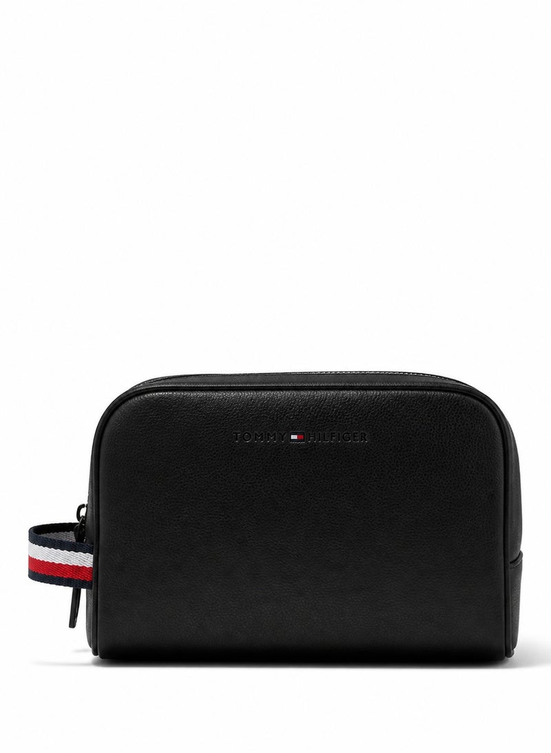 Hilfiger Denim Tommy Hilfiger Denim Polished Black Leather Handbag For Men - Image 1