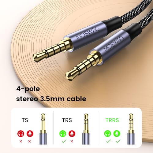 MOSWAG 3.5mm Audio Cable 3.5mm Male to Male Audio Cable 4-Pole Hi-Fi Stereo TRRS Jack Aux Cable Nylon Braided Aux Cord for Headphones, PS4, Smartphone, Tablets, Headset, PC, Laptop and More - Image 3