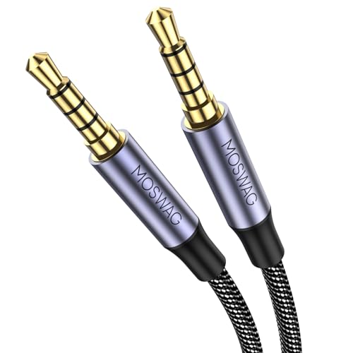 MOSWAG 3.5mm Audio Cable 3.5mm Male to Male Audio Cable 4-Pole Hi-Fi Stereo TRRS Jack Aux Cable Nylon Braided Aux Cord for Headphones, PS4, Smartphone, Tablets, Headset, PC, Laptop and More - Image 1