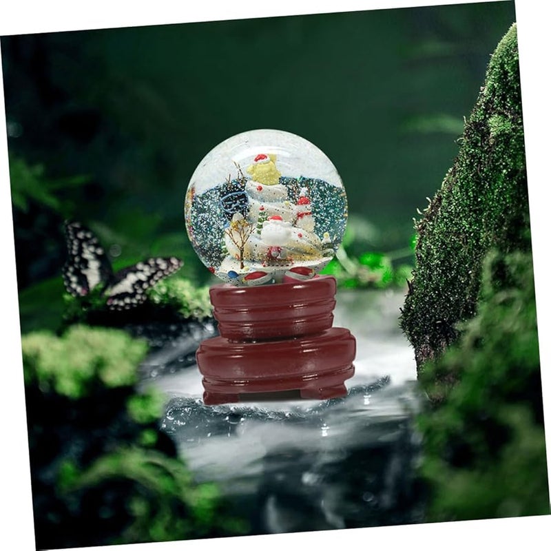 حامل كرة بلورية خشبية دوارة حامل مزدوج قاعدة عرض ديكور منزلي لسطح المكتب - Image 5