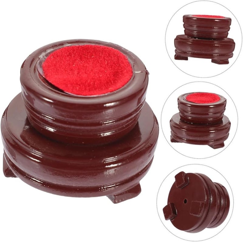 حامل كرة بلورية خشبية دوارة حامل مزدوج قاعدة عرض ديكور منزلي لسطح المكتب - Image 4