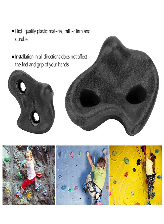TeamSky Rock Climbing Holds,10PCS Plastic Textured Comfortable Rock Climbing Stone Rocks Wall Stones with Screw Pad and Nut for Outdoor Indoor Climbing Playground Accessories Rock Wall Climbing Kit(Black) - Image 4