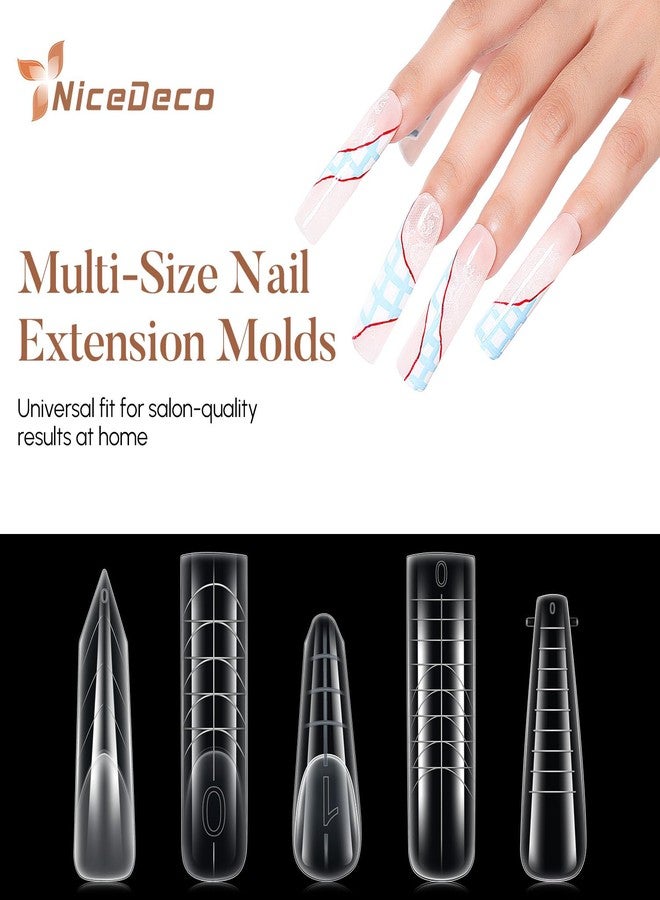 Nicedeco Poly Extension Gel Dual Nail Forms, 120pcs Nail Molds for Builder Extension, 5 Style 12 Size Dual Forms for Gel Nail Tips Nail Art Design Salon DIY Kit 3 - Image 2
