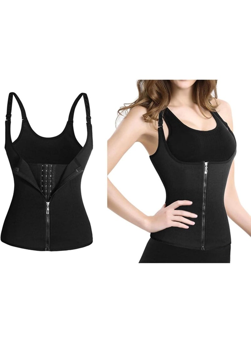 Arabest Adjustable Back Support Straightener,Posture Corrector with Zipper,3 Rows Closure,Tummy Control Body Shaper,Black - Image 1