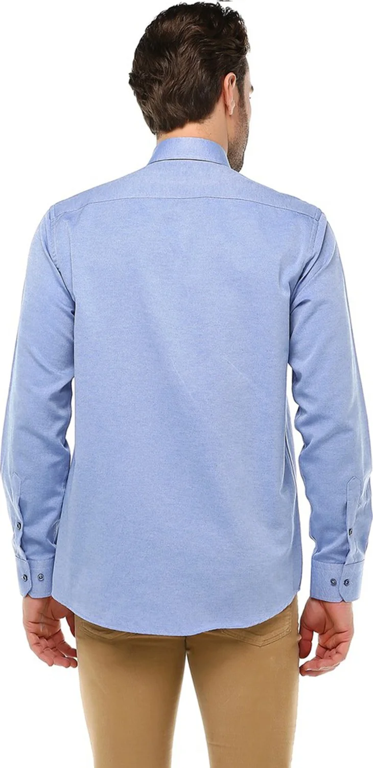 Varetta Men's Sky Blue Classic Cut Pocket Straight Long Sleeve Shirt