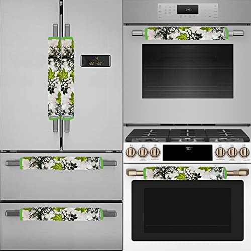 E-Retailer® Polyester 3-Layered Fridge Handle Cover Set of 2Pcs. For Refrigerator and Microwave oven (Color-Floral Green, Size-12x6 Inch) - Image 3