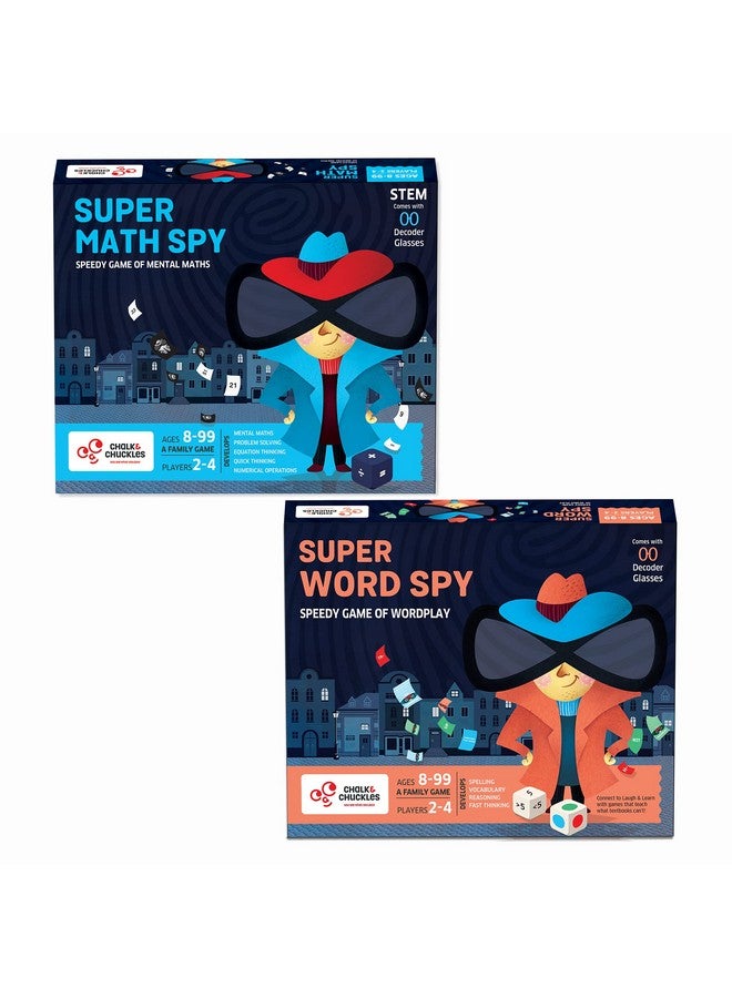 Chalk and Chuckles Board Games Combo Pack Super Math Spy and Super Word Spy, Game for Kids, Gift for Boys, Girls Age 8, 9, 10 and Above - Image 1