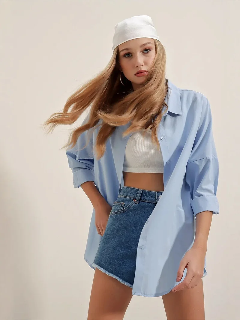 بيغ دارت BDART Oversized Long-Sleeve Poplin Shirt