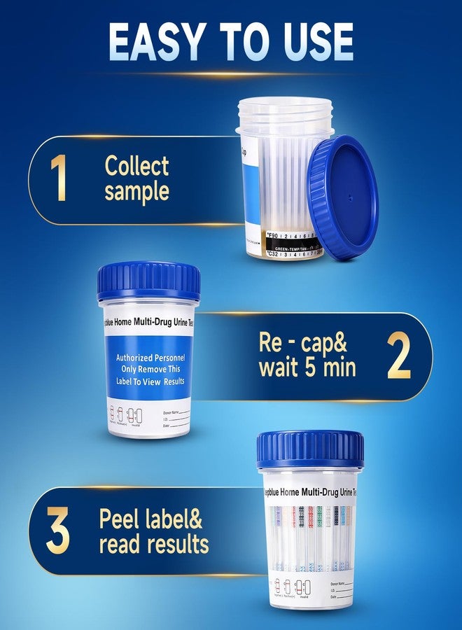 Deepblue كوب اختبار البول متعدد المخدرات من ديب بلو، طقم اختبار منزلي لـ 17 نوعًا من المخدرات، يكشف عن THC، وOPI، وAMP، وBAR، وBUP، وBZO، وCOC، وmAMP، وMDMA، وMTD، وOXY، وPCP، وEDDP، وFYL، و6-MAM، وPPX، وTCA، جاهز للاستخدام بدون وصفة طبية خلال 5 دقائق، للاستخدام في المنزل - Image 3