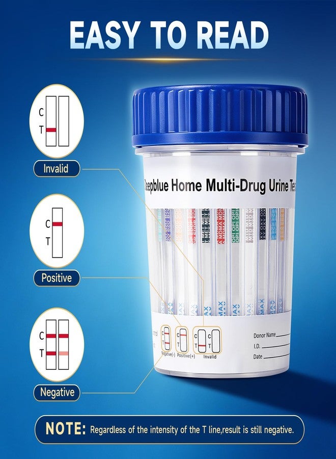 Deepblue كوب اختبار البول متعدد المخدرات من ديب بلو، طقم اختبار منزلي لـ 17 نوعًا من المخدرات، يكشف عن THC، وOPI، وAMP، وBAR، وBUP، وBZO، وCOC، وmAMP، وMDMA، وMTD، وOXY، وPCP، وEDDP، وFYL، و6-MAM، وPPX، وTCA، جاهز للاستخدام بدون وصفة طبية خلال 5 دقائق، للاستخدام في المنزل - Image 4