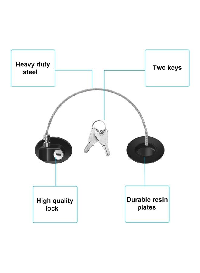 2-Piece Refrigerator Door Lock 4 Keys Black - Image 2