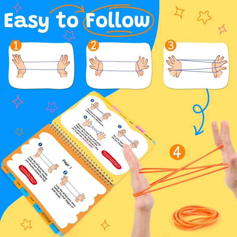 Kasfalci String Figure Game Book with String, Classic String Games with Step-by-Step Instructions, String Figure Book, Fine Motor Skills Toys, Gifts for Kids 6â€“12 Year Old, Girl Boy Gift, Kids Books - Image 3