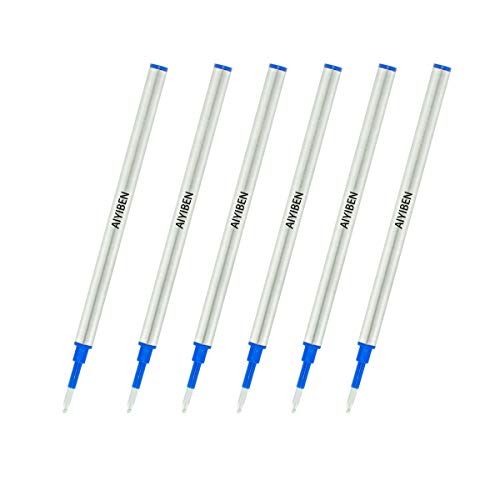 AIYIBEN 4.37 inch Rollerball Pen Refills, Roller Ball Fine Point 0.5mm, Blue Ink Refill Pack of Replaceable Pen Refills Medium Point (6 Pack) - Image 5