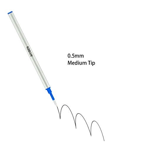 AIYIBEN 4.37 inch Rollerball Pen Refills, Roller Ball Fine Point 0.5mm, Blue Ink Refill Pack of Replaceable Pen Refills Medium Point (6 Pack) - Image 4