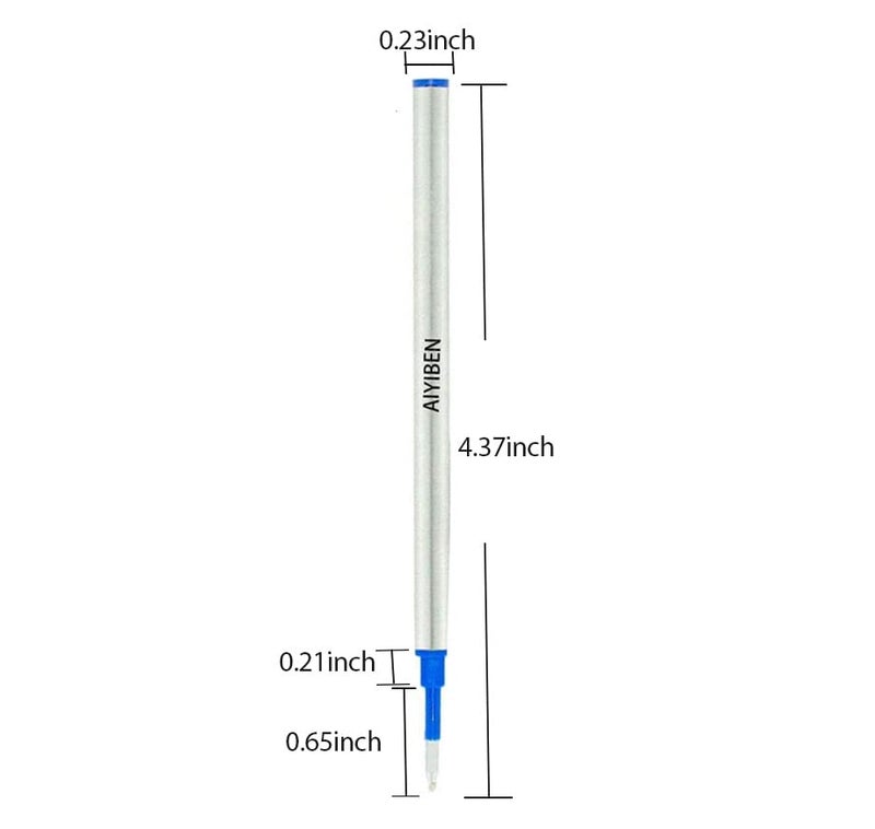 AIYIBEN 4.37 inch Rollerball Pen Refills, Roller Ball Fine Point 0.5mm, Blue Ink Refill Pack of Replaceable Pen Refills Medium Point (6 Pack) - Image 3