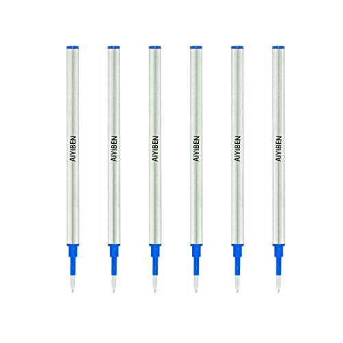 AIYIBEN 4.37 inch Rollerball Pen Refills, Roller Ball Fine Point 0.5mm, Blue Ink Refill Pack of Replaceable Pen Refills Medium Point (6 Pack) - Image 1