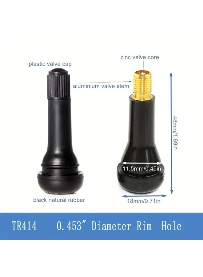 Aluminum Alloy Black Rubber Tubeless Tire Valve Stems 24pcs For 0.453 Inch Rim Hole - Image 1