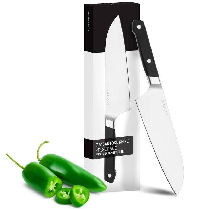 Misen Japanese Santoku Chef Knife  75 Inch High Carbon Stainless Steel  Classic Japanese Knife Design for Cutting Slicing and Chopping  Razor Sharp Japanese Style Kitchen Knife Black