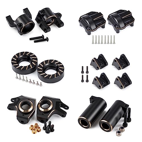AMK 440g SCX10 II Brass Weights Set Diff Cover Steering Knuckles C Hub Link Mounts Clamping Lockouts with Wheel Counterweights for 110 RC Crawler AR44 Axial SCX10 Upgrades - Image 1